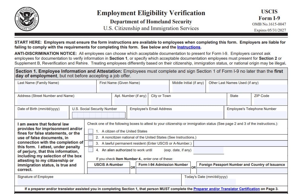 Formulario I-9 e E-Verify: requisitos y proceso completo