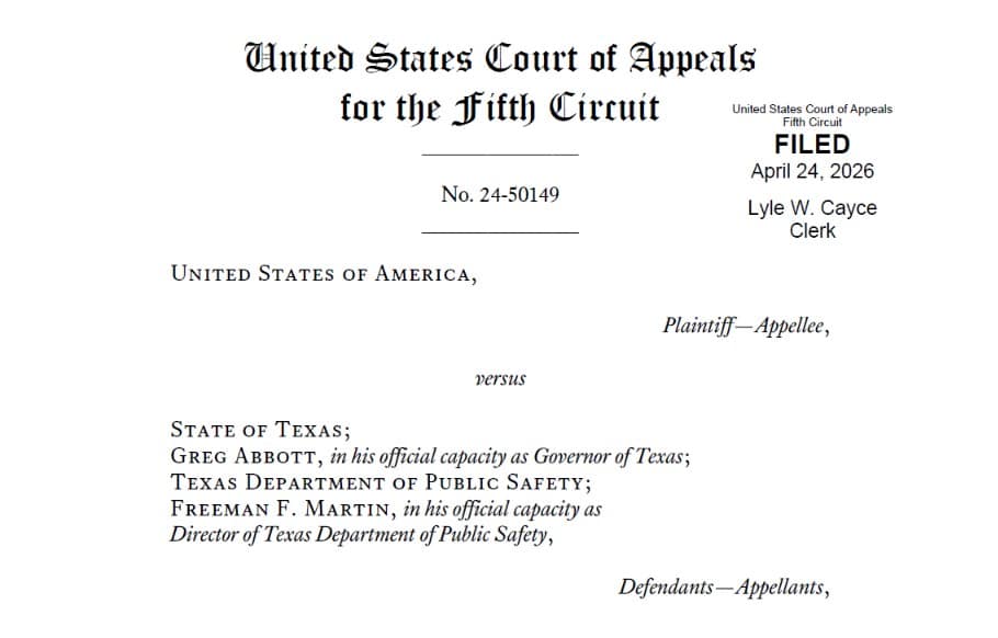 Tribunal federal permite a Texas arrestar a personas que cruzan la frontera sin autorización